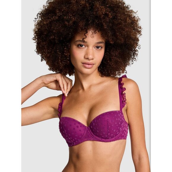 PINK VICTORIA"S SECRET Wink Lightly Lined Balconette Push-Up Bra Size 36B - Picture 2 of 9